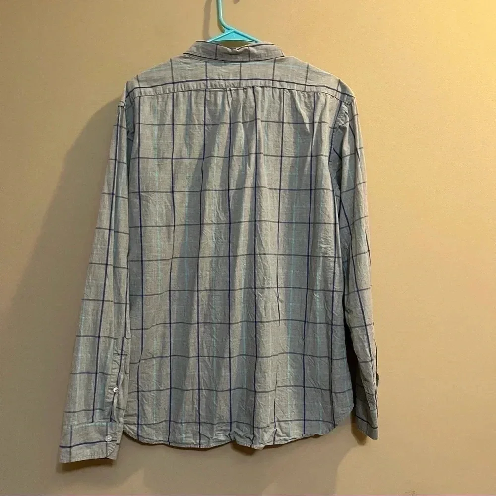 Old Navy Slim Fit The Signature Shirt Mens XL Button Up Shirt Grey Plaid Check